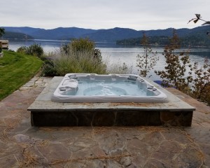 Built-in hot tub installation.