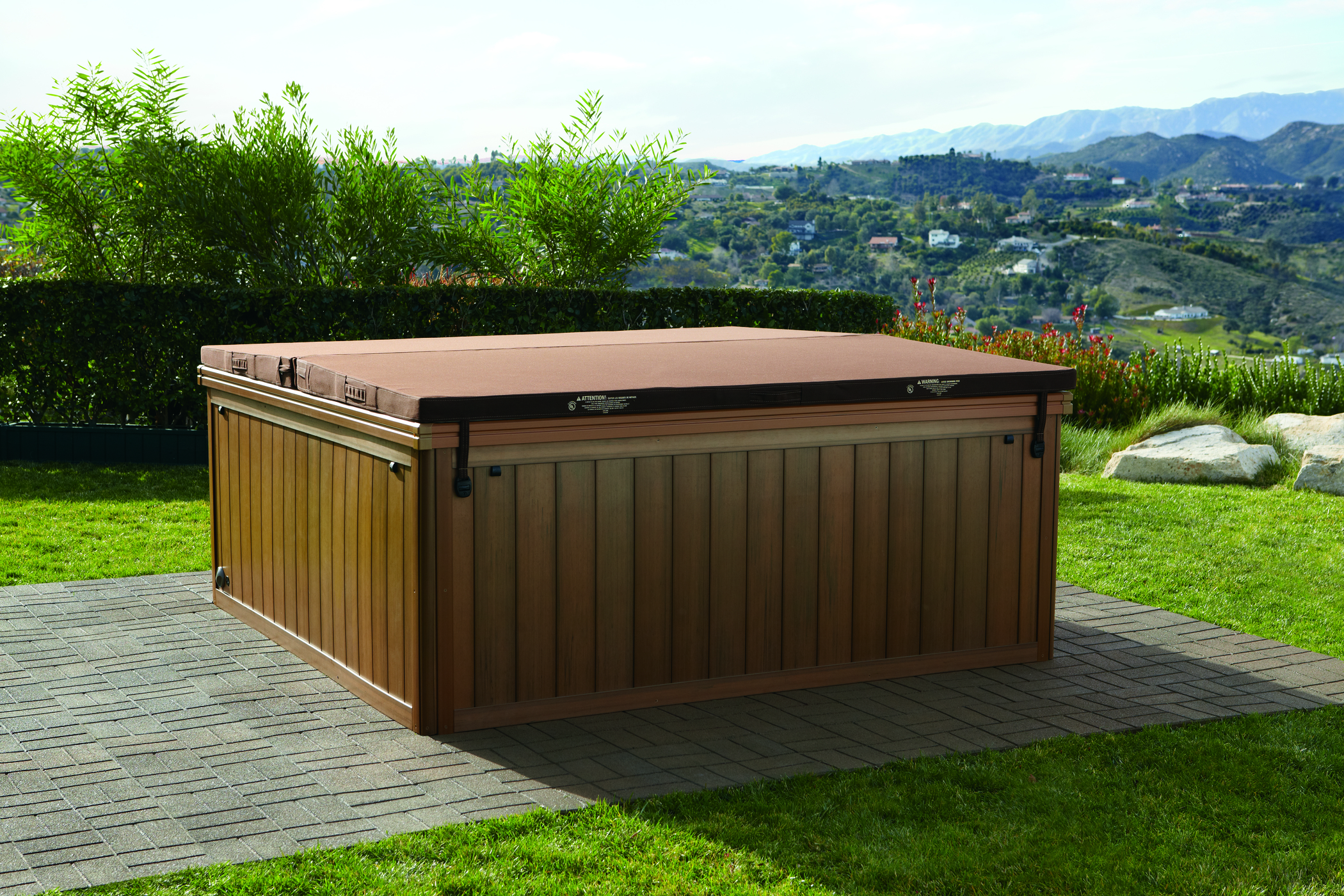Hot tub cover on a Sundance Spas Brand hot tub. Hot tub cover on a Sundance Spas Brand hot tub.