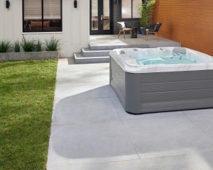 Outdoor hot tub installation.