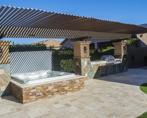 Private outdoor hot tub installation.